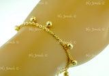 18k Solid Yellow Gold Kids Bell Charm Bracelet #5647