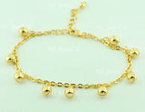 18k Solid Yellow Gold Kids Bell Charm Bracelet #5647