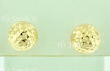 18k Solid Yellow Gold 10mm Diamond Cut Hollow Ball Stud Earrings #5707