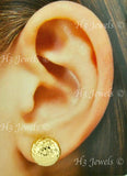 18k Solid Yellow Gold 10mm Diamond Cut Hollow Ball Stud Earrings #5707