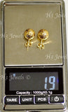 18k Solid Yellow Gold 10mm Diamond Cut Hollow Ball Stud Earrings #5707