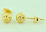 18k Solid Yellow Gold 5.96mm Diamond Cut Hollow Ball Stud Earrings #5719