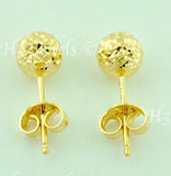 18k Solid Yellow Gold 5.96mm Diamond Cut Hollow Ball Stud Earrings #5719