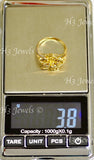 18K Solid Yellow Gold Diamond Cut Filigree Flower Ring #5828