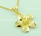 18k Solid Yellow Gold Diamond Cut Flower Pendant #5837