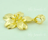 18k Solid Yellow Gold Diamond Cut Flower Pendant #5837