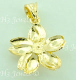 18k Solid Yellow Gold Diamond Cut Flower Pendant #5837