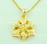 18K Solid Yellow Gold Star Flower Pendant #5924