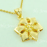 18K Solid Yellow Gold Star Flower Pendant #5924