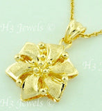 18K Solid Yellow Gold Star Flower Pendant #5924