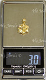 18K Solid Yellow Gold Star Flower Pendant #5924