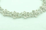 18K Solid White Gold Flower Filigree Bracelet #5936