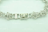 18K Solid White Gold Flower Filigree Bracelet #5936