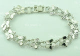 18K Solid White Gold Flower Filigree Bracelet #5936