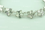 18K Solid White Gold Flower Filigree Bracelet #5936