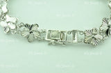 18K Solid White Gold Flower Filigree Bracelet #5936