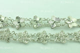 18K Solid White Gold Flower Filigree Bracelet #5936