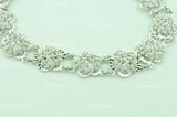 18K Solid White Gold Flower Filigree Bracelet #5947