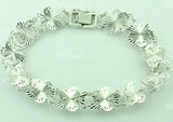 18K Solid White Gold Flower Filigree Bracelet #5947