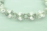 18K Solid White Gold Flower Filigree Bracelet #5947