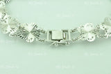 18K Solid White Gold Flower Filigree Bracelet #5947