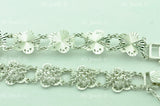 18K Solid White Gold Flower Filigree Bracelet #5947