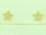 14K Solid Yellow Gold Kids CZ Star Stud Earrings #5961