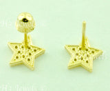 14K Solid Yellow Gold Kids CZ Star Stud Earrings #5961