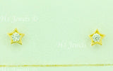 14K Solid Yellow Gold Kids CZ Star Stud Earrings #5971