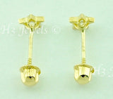 14K Solid Yellow Gold Kids CZ Star Stud Earrings #5971