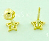 14K Solid Yellow Gold Kids CZ Star Stud Earrings #5971