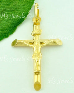 14k Solid Yellow Gold Jesus Christ Cross Pendant #6004