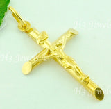 14k Solid Yellow Gold Jesus Christ Cross Pendant #6004