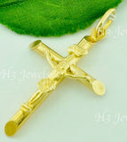 14k Solid Yellow Gold Jesus Christ Cross Pendant #6004