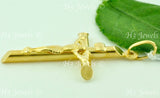 14k Solid Yellow Gold Jesus Christ Cross Pendant #6004