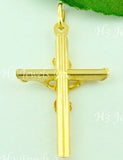 14k Solid Yellow Gold Jesus Christ Cross Pendant #6004