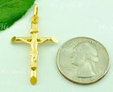 14k Solid Yellow Gold Jesus Christ Cross Pendant #6004