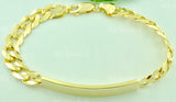 14K Solid Yellow Gold Men's ID Curb Link Bracelet #6012