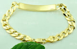 14K Solid Yellow Gold Men's ID Curb Link Bracelet #6012