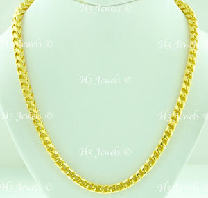 14K Solid Yellow Gold Hollow Franco Style Necklace #6040