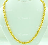 14K Solid Yellow Gold Hollow Franco Style Necklace #6040