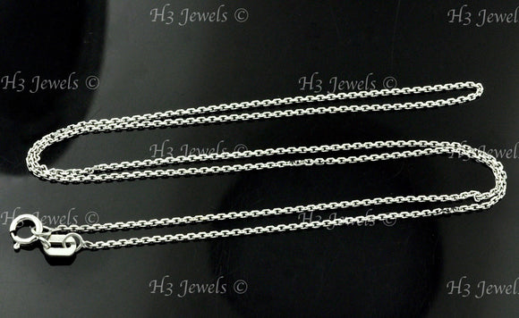 14K Solid White Gold Cable Chain Necklace #6118,6119