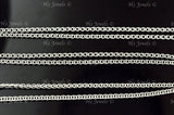 14K Solid White Gold Diamond Cut Flat Foxtail Necklace #6132,6133