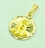 14K Solid Yellow Gold Round Jesus Pendant For Kids #6227