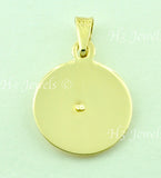 14K Solid Yellow Gold Round Jesus Pendant For Kids #6227