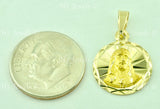 14K Solid Yellow Gold Round Jesus Pendant For Kids #6227