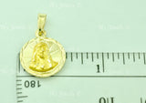 14K Solid Yellow Gold Round Jesus Pendant For Kids #6227