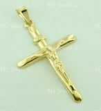 14K Solid Yellow Gold Jesus Christ Cross Pendant #6236