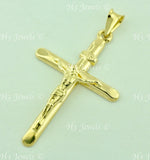 14K Solid Yellow Gold Jesus Christ Cross Pendant #6236