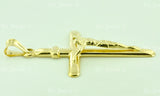 14K Solid Yellow Gold Jesus Christ Cross Pendant #6236